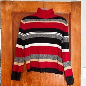 Liz Claiborne Multicolor Striped Turtleneck Sweater